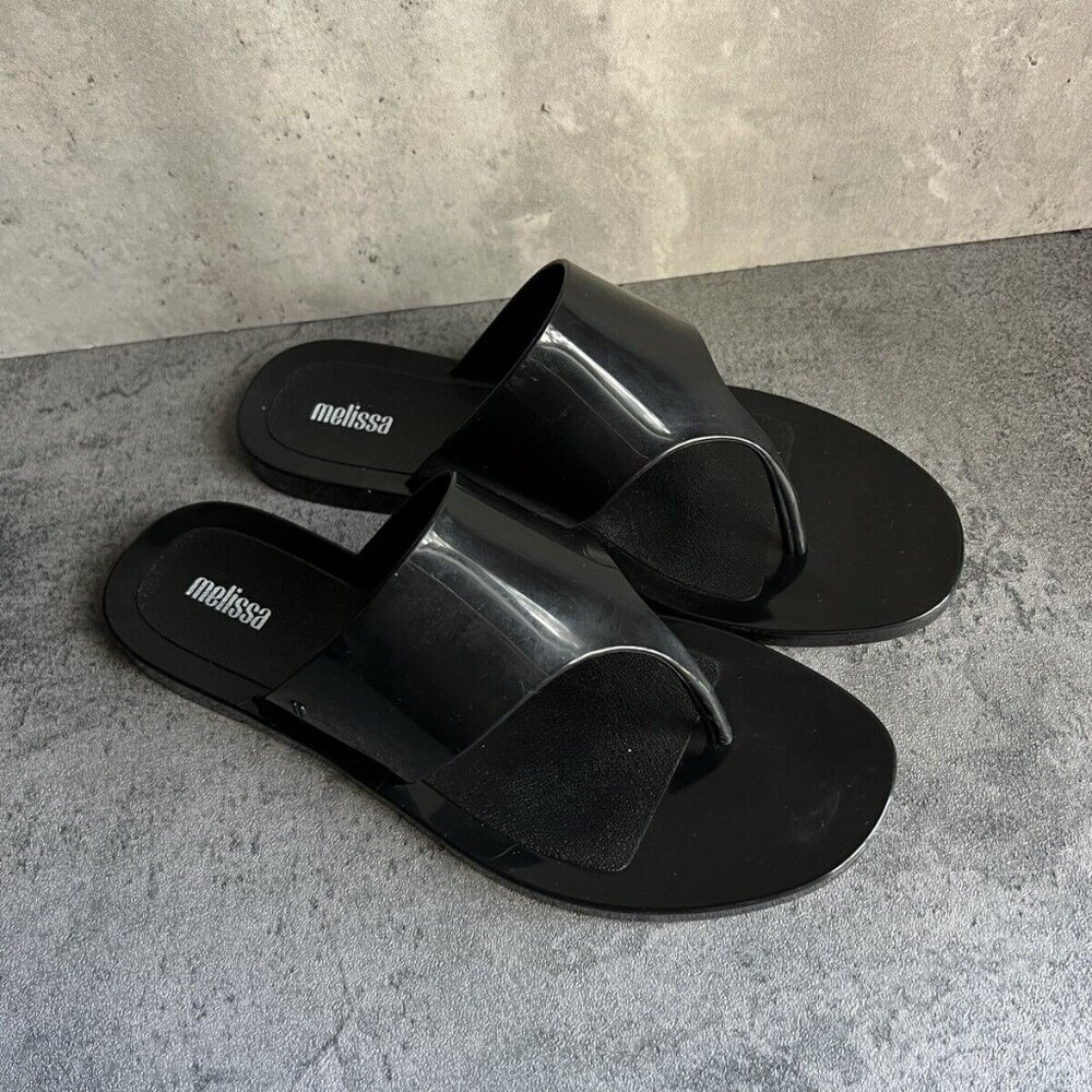 MELISSA Essential Chic Black Water Resistant Flip Flop Size 8 - Picture 6 of 16